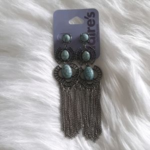 SILVER TURQUOISE DANGLE EARRINGS